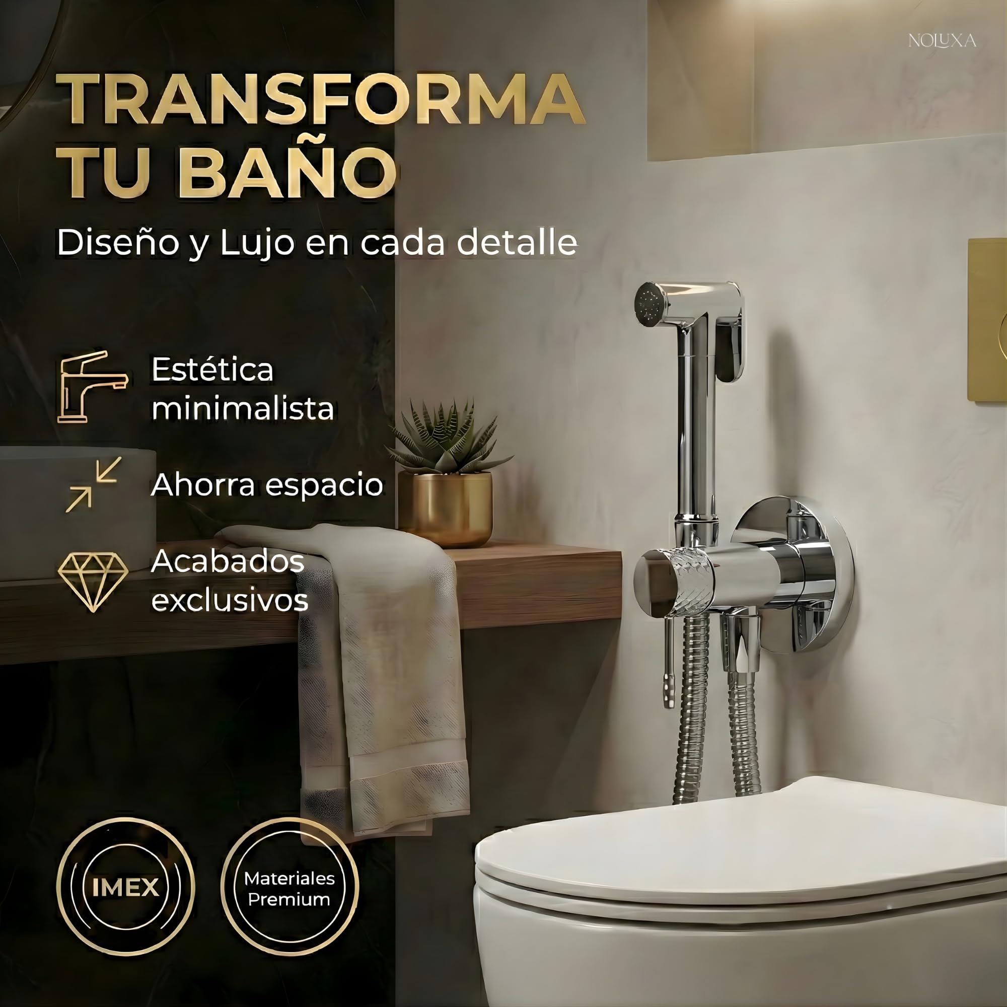 IMEX - prysznic bidetowy z ciepłą i zimną wodą, chromowany, bidet, wbudowany kran do toalety, higieniczna jednouchwytowa głowica prysznicowa do toalety, zamiennik kranu bidetowego, seria Genua