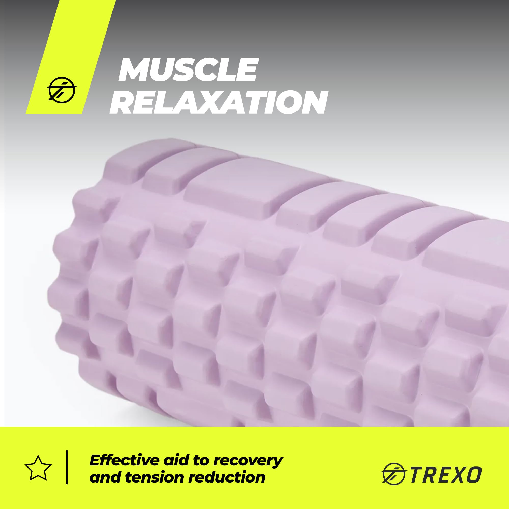XTREXO wałek piankowy do treningu powięzi – ergonomiczny wałek do masażu z pianki EVA i PP – 33 x 14 cm – skuteczna regeneracja i odprężenie mięśni do jogi, pilatesu i sportów siłowych (fioletowy)