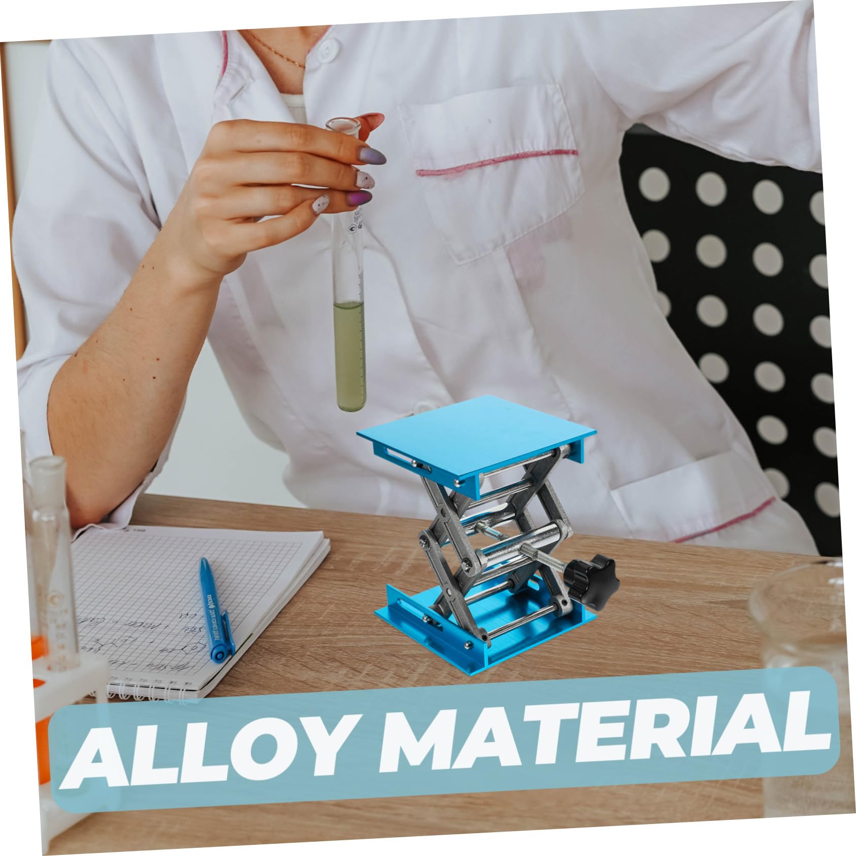 Sollevatore da Laboratorio Regolazione Altezza in Lega di Alluminio e Funzione Anti-olio Piattaforma Elevatrice Manuale per Esperimenti Biologici e Laboratori