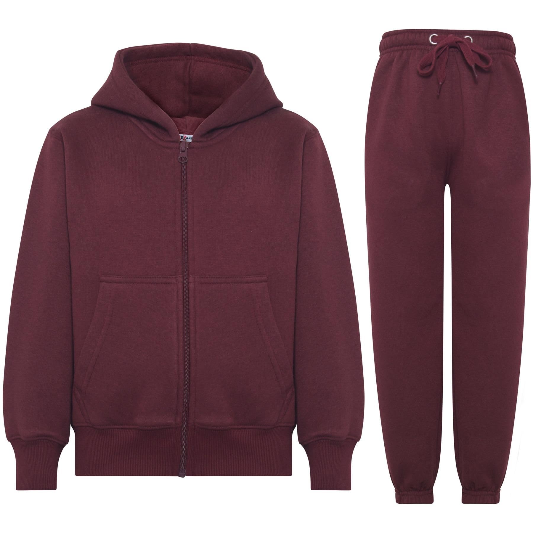 A2z 4 Kids Boys Wine Girls Tracksuit Set Plain & Camouflage Fleece - Plain Tracksuit 13