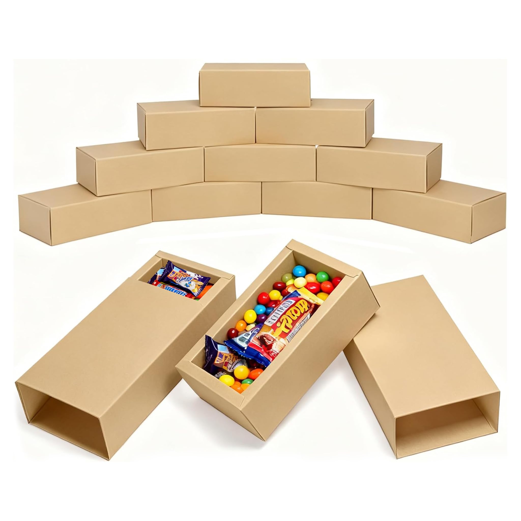 Corsiampoo 30 Pieces Brown Kraft Gift Boxes, 6.5x 3.5x 2 Inches Small Cardboard Box for Business Jewelry Weeding Party Favors Present Packaging