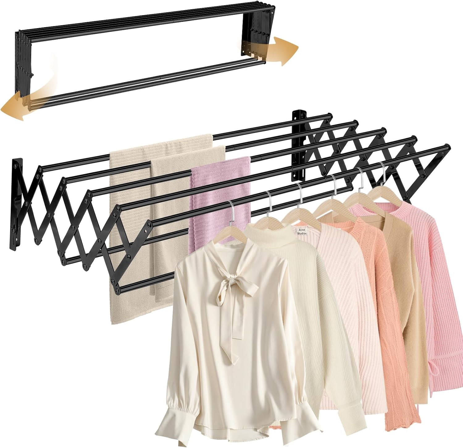 XL-31.5” Wall Mounted Clothes Drying Rack, 130 lbs Large Capacity Rustproof Retractable Collapsible Drying Rack Easy Install with 7 Drying Rods, Space Saving Towel Clothes Rack for Laundry-Black XL-31.5” Wall Mounted Clothes Drying Rack, 130 lbs Large Capacity Rustproof Retractable Collapsible Drying Rack Easy Install with 7 Drying Rods, Space Saving Towel Clothes Rack for Laundry-Black