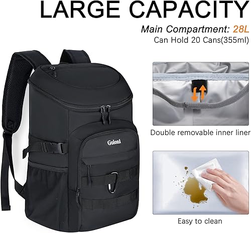 Miniatura 3 de Mochila enfriadora, impermeable y a prueba de fugas, mochila térmica portátil, ligera, para playa, viajes, camping, almuerzo para hombres y mujeres