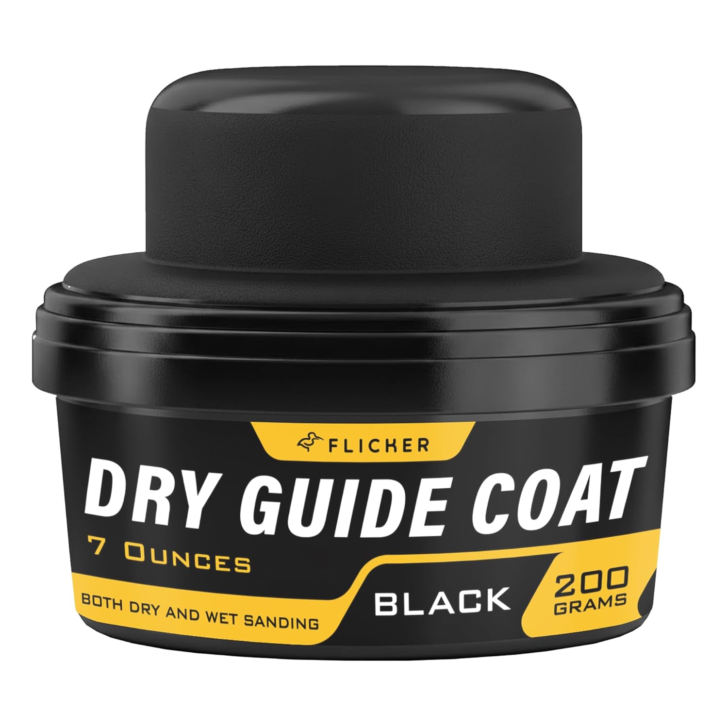 Flickers Premium Black Dry Guide Coat Kit - 200 Gram - Instant Powder for Highlighting Auto Body Repair Imperfections, Pinholes, and Sanding Scratches