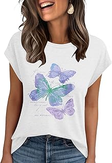 Womens Vintage Flower Print T Shirt Funny Cute Animal Graphic Tees Tops Loose Casual Outdoor Shirt - Buy now