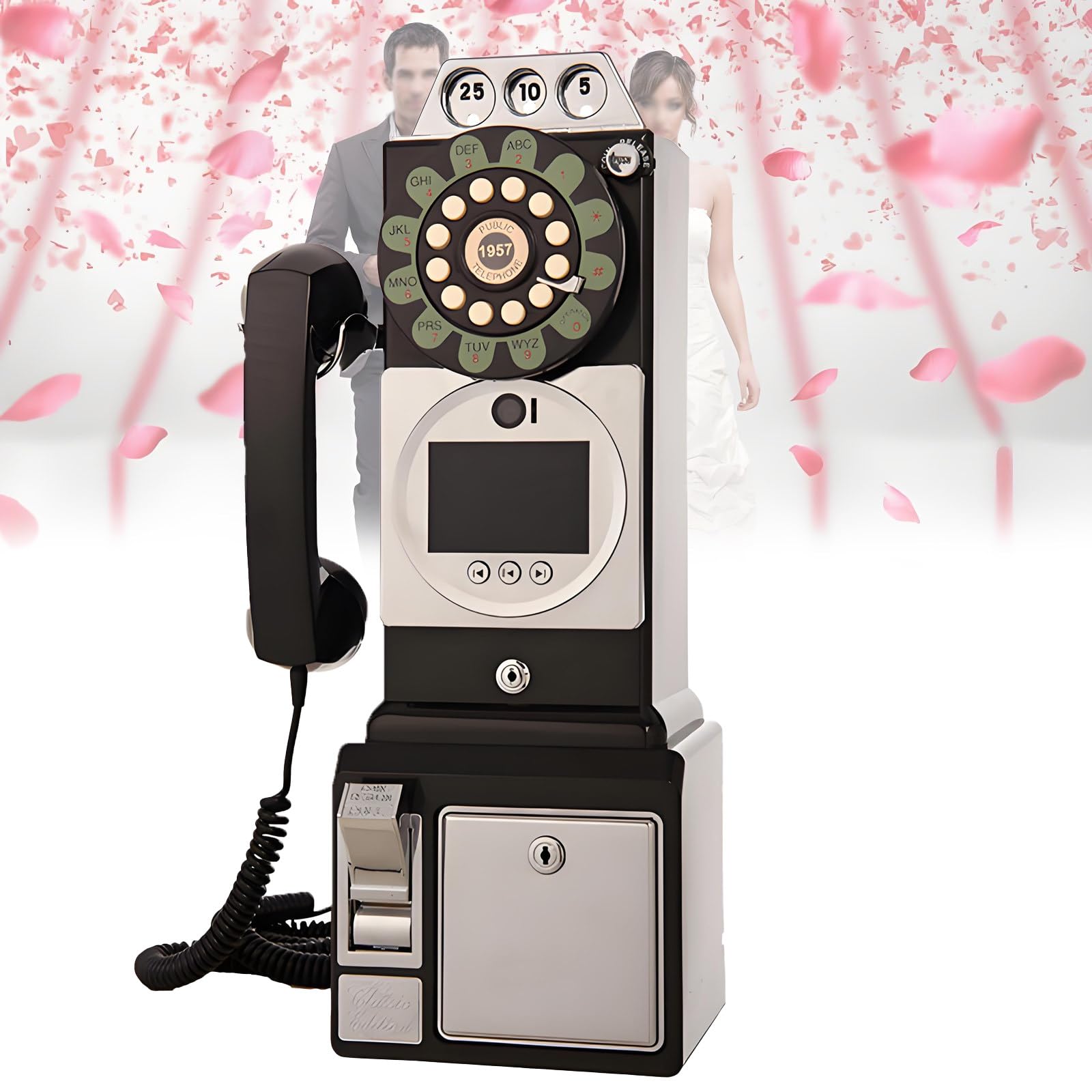 Livre d'or audio vidéo cabine téléphonique noire pour mariage