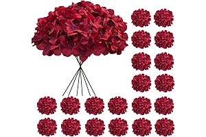20 Pcs Dark Red Hydrangea Artificial Flowers Bulk for Wedding Decoration