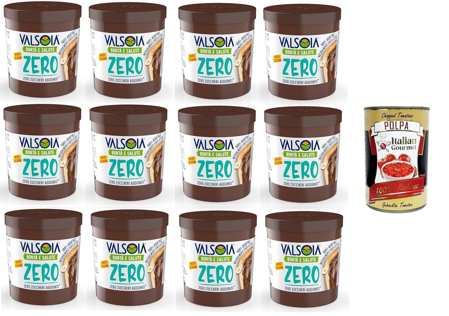 Italian Gourmet Bundle 12 x 200 g + Italian Gourmet Polpa, pflanzlicher Brotaufstrich mit Haselnuss und Kakao, ohne Zuckerzusatz, glutenfrei, ohne Palmöl, natürlich laktosefrei, 2400 g