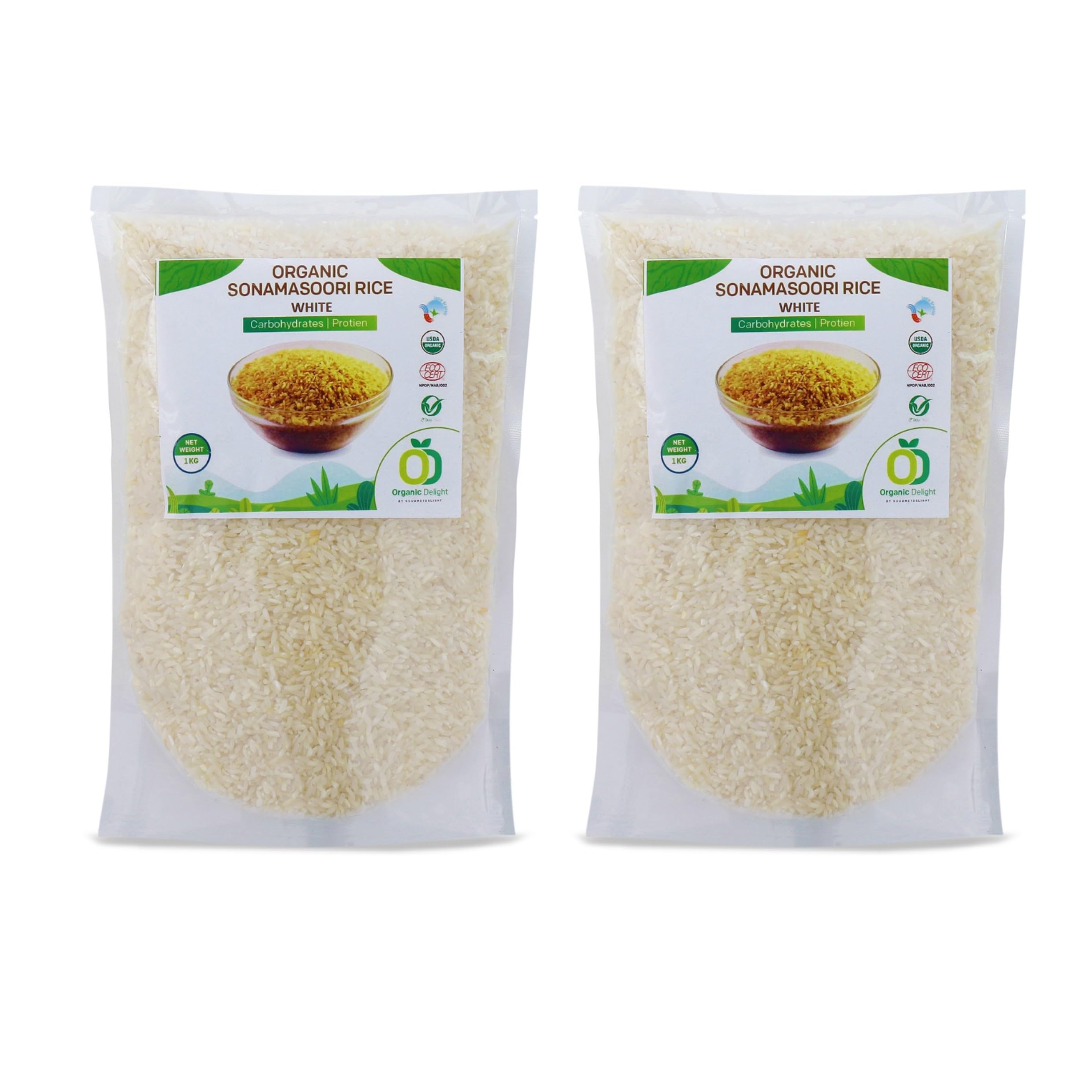 Sonamasuri Raw Rice/Sona Masuri White Chawal Natural Antioxidants, USDA Certified Sona Masoori Raw Rice (2kg)