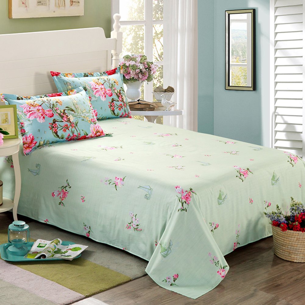Draps en coton double 200x230cm grand drap plat lit adulte