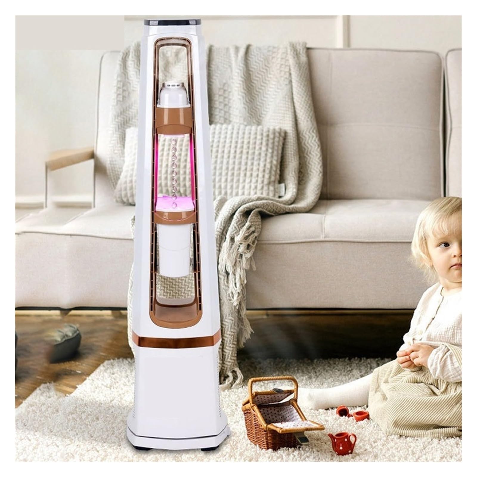 Ventilatori senza pale, Ventilatore senza pale 5 in 1 con telecomando Umidificazione da(Black)