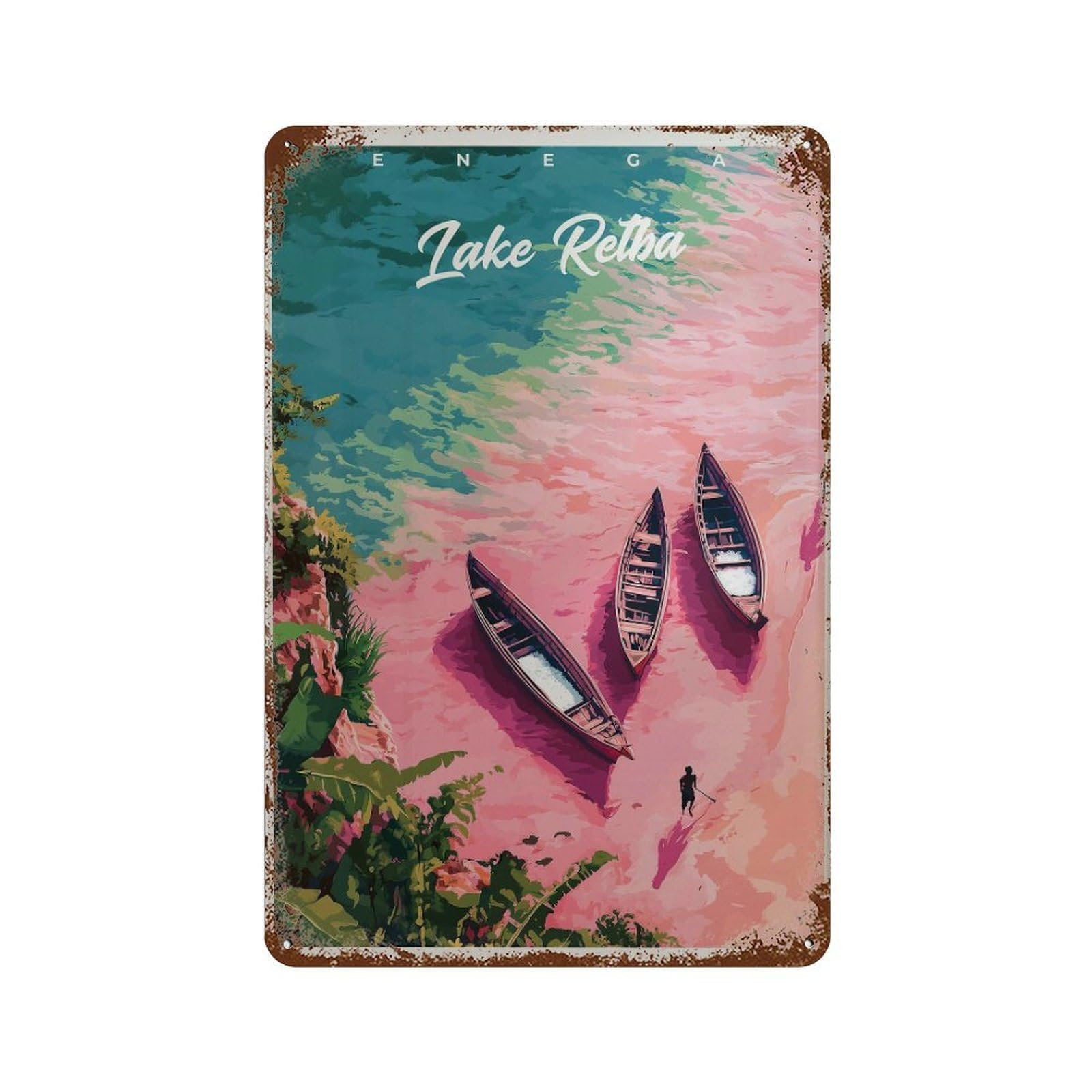 xiaoxiaoshen Lake Retba Senegal Travel Africa (2) Wall Decor Art Metal Tin Poster Modern Home Decor Art Home Bar Shop Decorations Vintage Sign 30x20cm