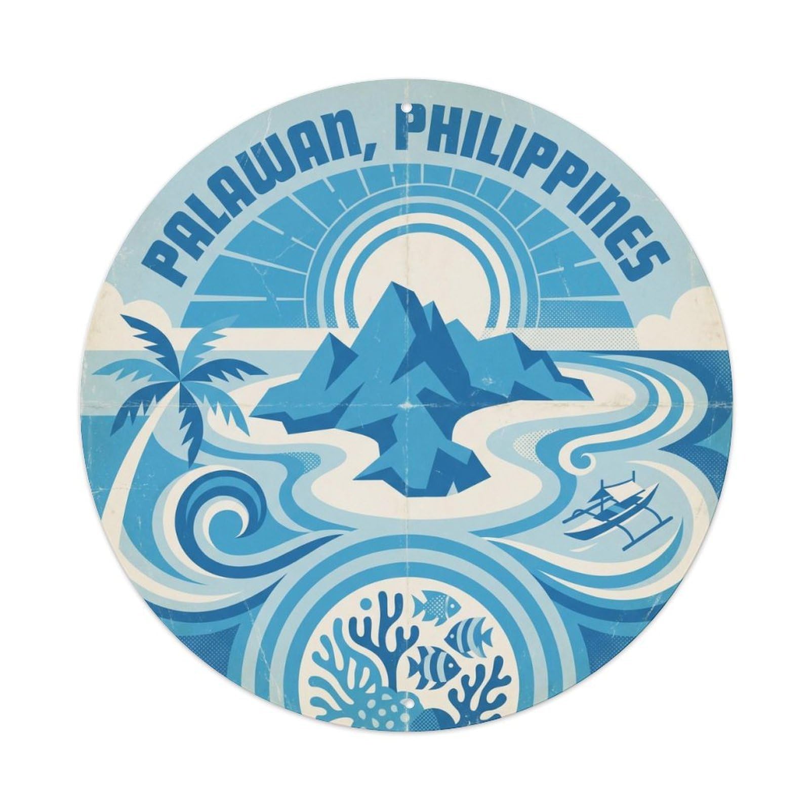 Malapacao Island Lagoon Coastal Bay Beach Destination Metal Tin Sign