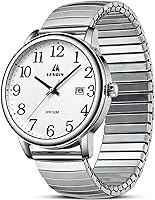LENQIN Men's Easy Read Quartz Sport Watch - 30M Waterproof, Date Display, Japanese Movement, 38mm Stainless Steel Expansion Band
