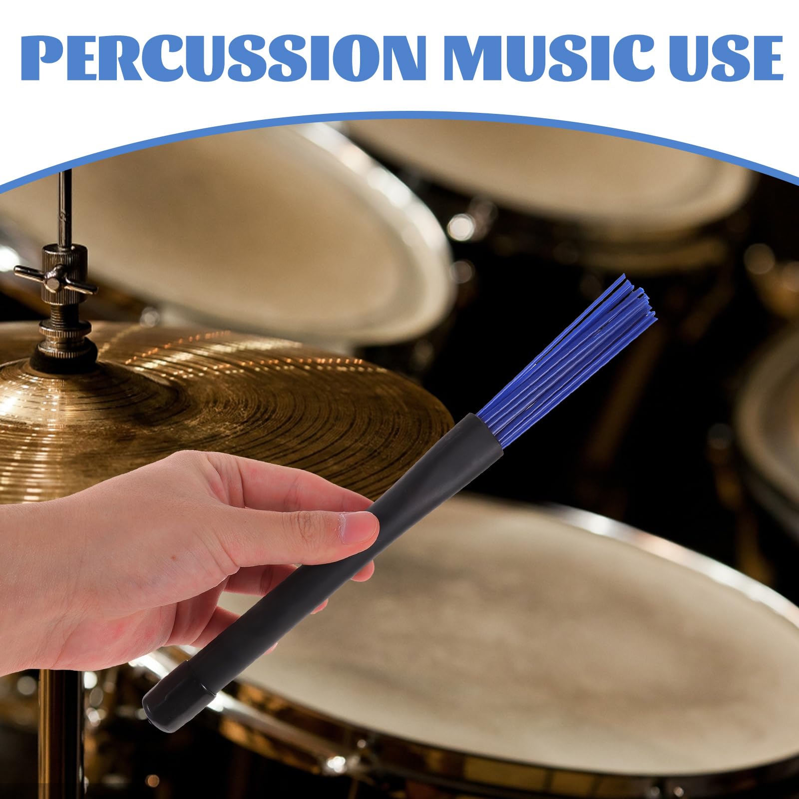 rosenice Cepillos retráctiles de nailon para percusión de jazz y rock con asas telescópicas, par de baquetas azules para tocar cómodamente y fácil almacenamiento