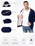 MoFiz Mens Full Zip Fleece Jacket Sherpa Lined Hoodie Jacket Warm Coat with Zipper Pocket