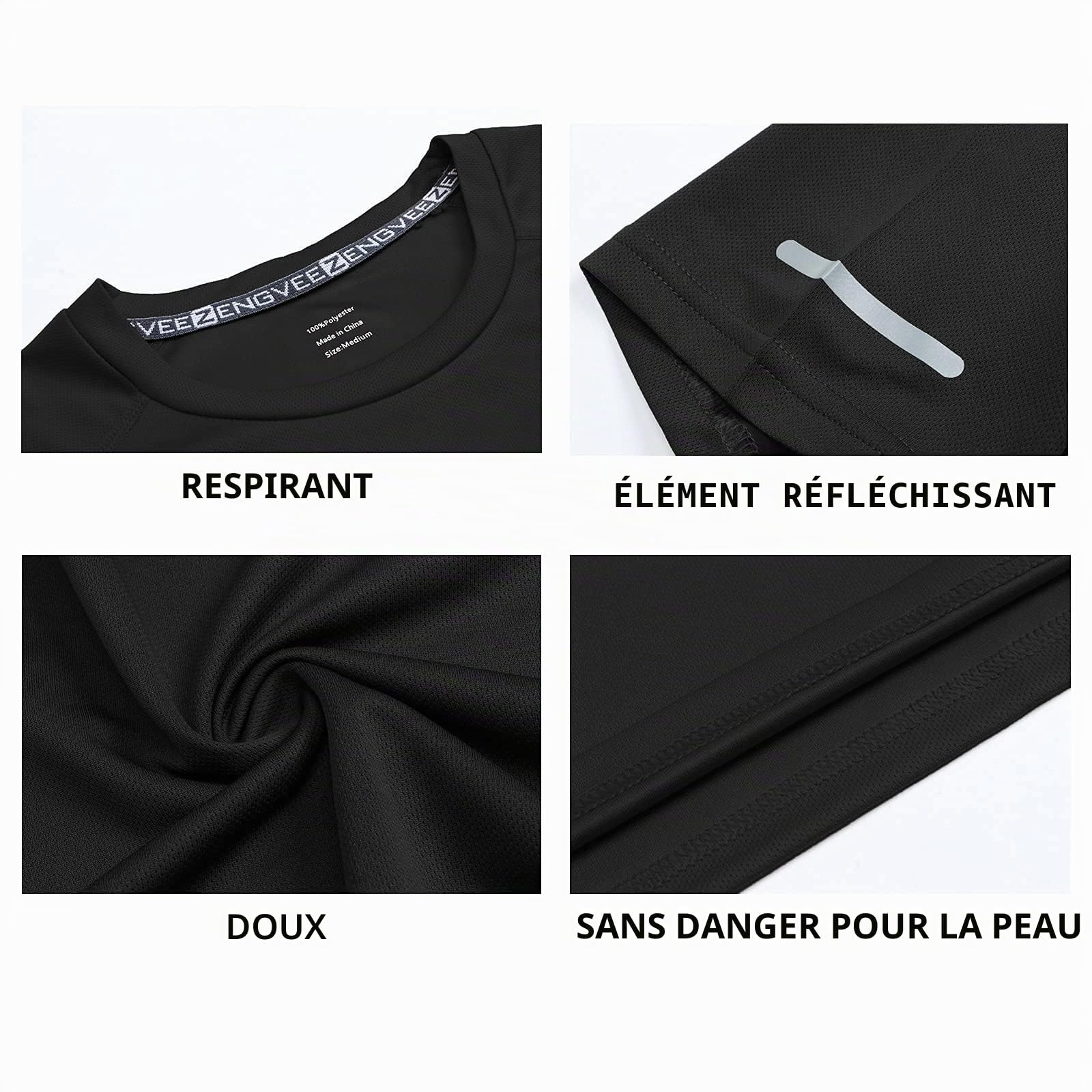 Gaiatiger 3 Pack T-Shirt Homme Tee Shirt Sport Homme Manche Courte Séchage Rapide Respirant Baselayer Haut Running Fitness Gym
