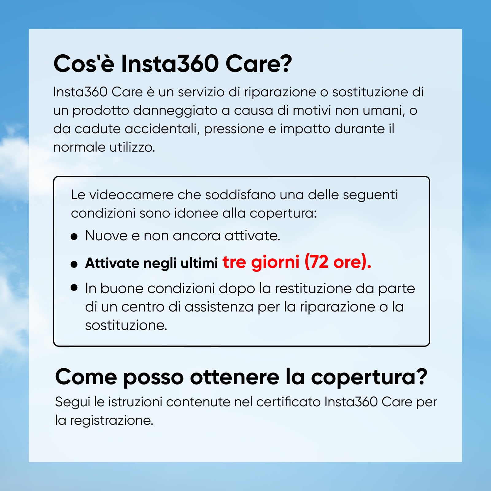 Insta360 X3 con Certificato di Garanzia Care - Action cam 360 Impermeabile con sensori 1/2" da 48 MP, video Active HDR 360 da 5.7K, foto 360 da 72 MP, obiettivo singolo 4K, modalità Selfie 60 fps
