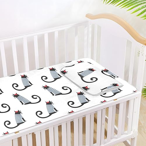 Miniatura 8 de Cats Crib Mattress Protector Mini Crib Mattres Pad Cover Cooling Mattress Topper Ice Silk Cooling Pads & Pillow Play Mat Washable & Breathable for