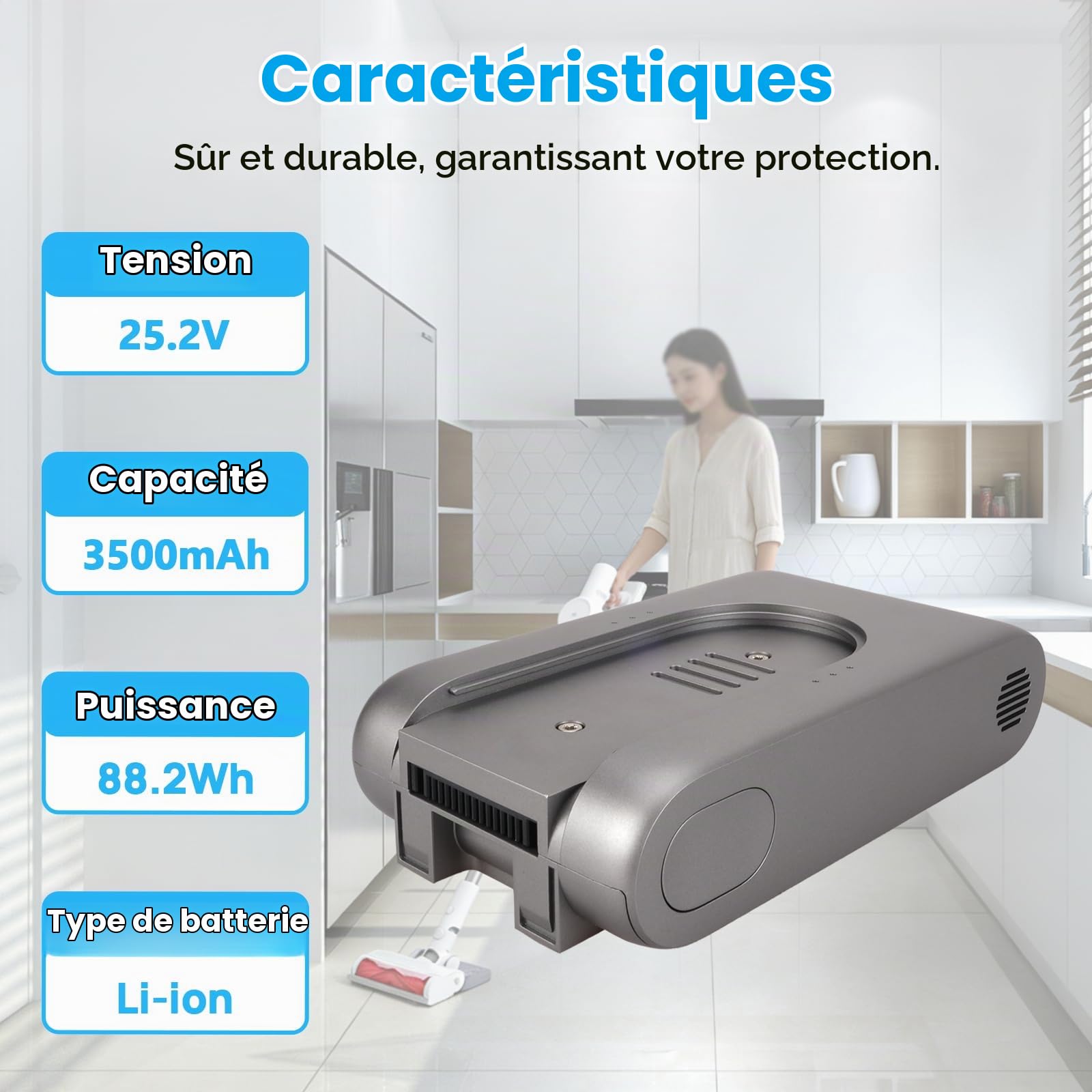 3500mAh Batterie Compatible avec Xiao mi G9, G10 Aspirateurs Compatible avec Dreame R10 T10 T20 Aspirateurs P2046-7S1P-BCB P2046-7S1P-BCA V2209-7S1P-BCB P2032-7S1P-BWA