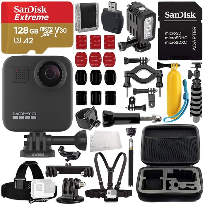 Buy Gopro Max 360 Action Camera Deluxe Bundle Includes Sandisk Extreme 128gb Microsdxc Memory Card Underwater Led Light Carrying Case And More Online At Desertcart India