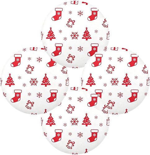 Miniatura 2 de Red Christmas Bell and Sock placemat Round Table Waterproof Table Runner Set of 4 15x15 in manteles para mesa de comedor
