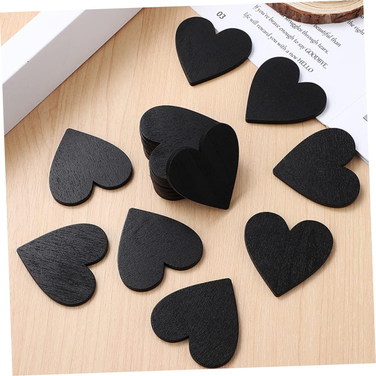 40 Piece Wooden Heart Decorative Chalkboard Set for DIY Crafts