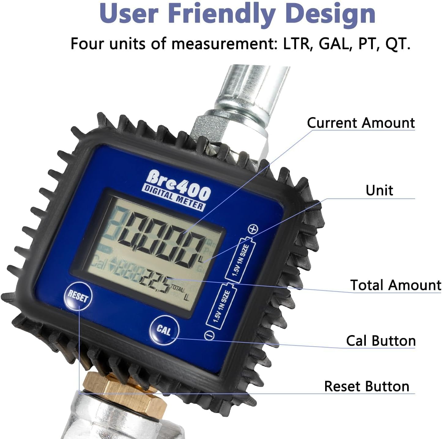 Oil Pressure Tester Digital Gun, Motor Oil Fluid Dispenser Electronic Valve Oil Control Meter Nozzle, Air Operated Pump Control Fuel Transfer Gun with Digital Meter for Refueling Trucks