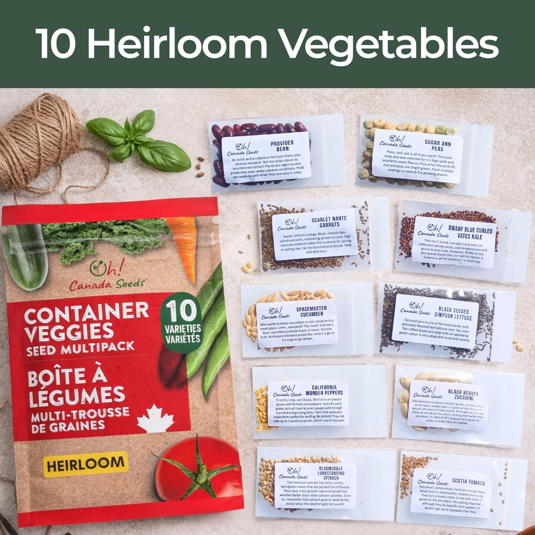 10 Heirloom Vegetable Seed Varieties – Seeds for Planting in Canada, Home and Survival Garden Plant Seeds, Graines de Jardin Canadian Variety Pack Kit - 3