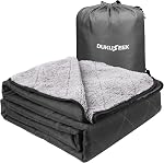 DUKUSEEK Sherpa Couverture de camping étanche avec capot, 79 χ 59” Stade de plein air pare-brise Blankets pour Camp,Picnique, Voyage, Randonnée, Jeux de football Lavable et coupe-vent pour temps froid bleu marine