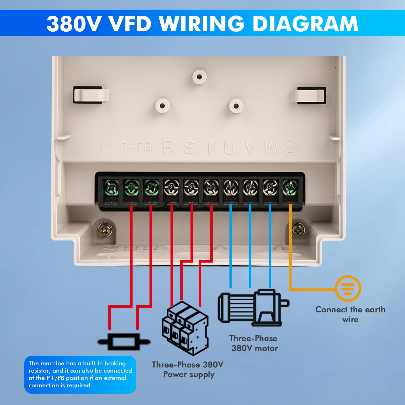 Variateur de Fréquence 7,5 kW Variateur de Vitesse 380V Convertisseur de Fréquence CNC Entrée triphasée Sortie triphasée Transformateur avec Trawl+Rallonge de 2m, JLS-DF-4T-7.5GB 7.5KW