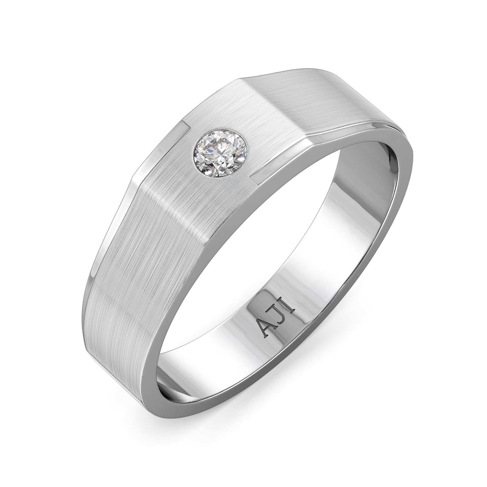 950 Platinum Purity VVS-VS Clarity & FG Coloured Platinum Radiant Ring For Men-image-6