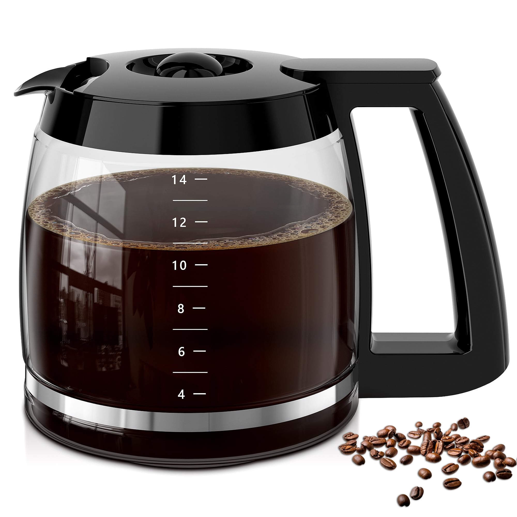 Photo 1 of 14-Cup Coffee Pot Replacement for Cuisinart Coffee Maker DCC-220, DCC-2600, DCC-2800,DCC-3200P1,CBC-7000PC,CBC-7200PC,CBC-7400PC,DCC-1800FR. Glass Carafe Replacement for Cuisinart with Sturdy Handle.