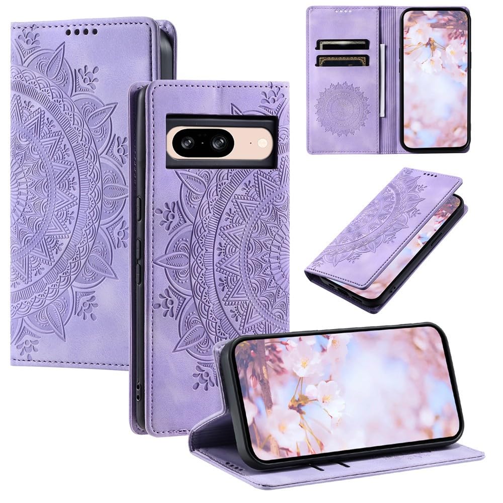 Étui portefeuille Google Pixel 10 Pro violet en cuir antichoc à motif - 8