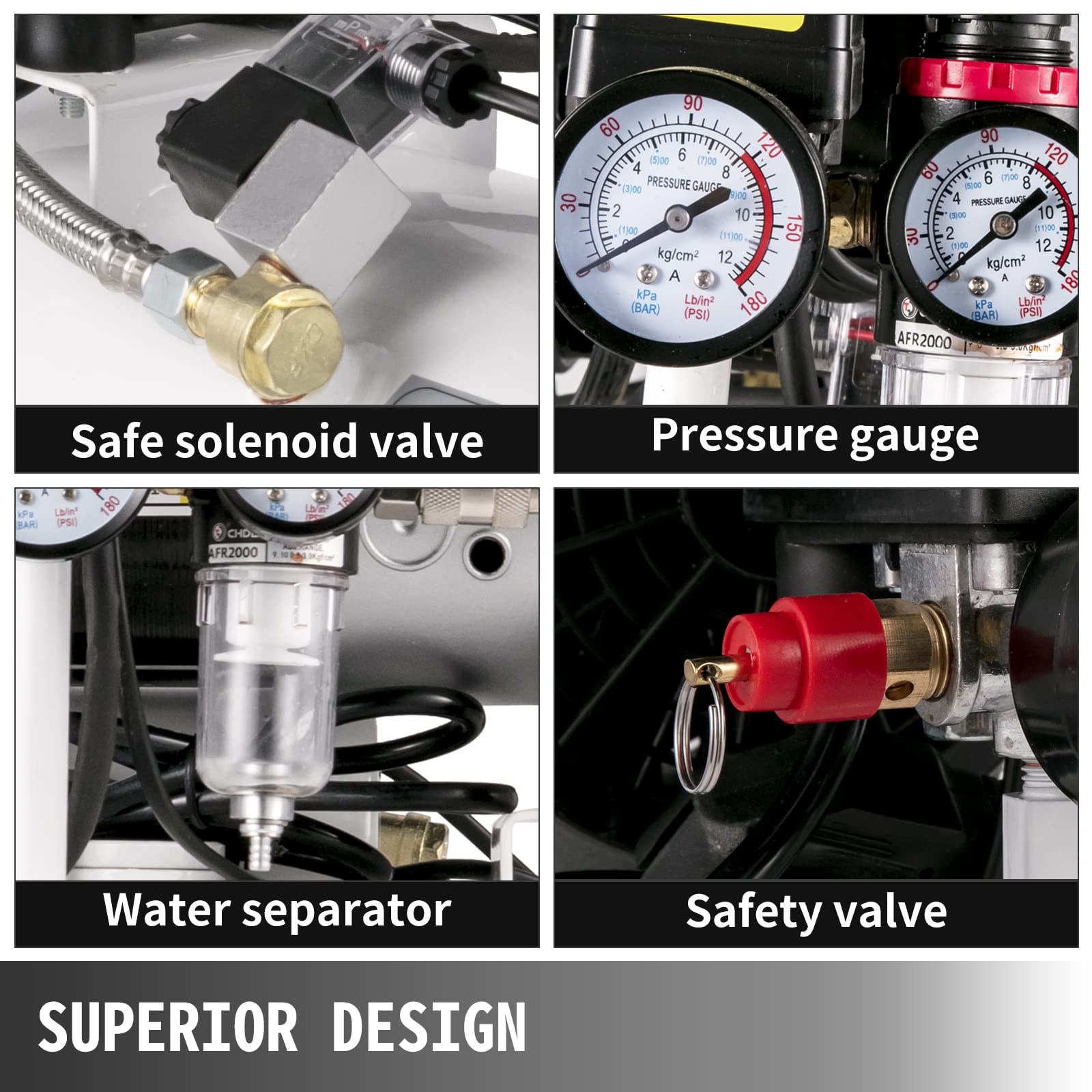 Sprężarka powietrza 25/60 l 110 V/240 V Silent Oil-Free Air Compressor 750 W 1 HP do naprawy opon w domu Sprężarka do pompowania opon (kolor: 60 l 1500 W) (25 l 750 W)