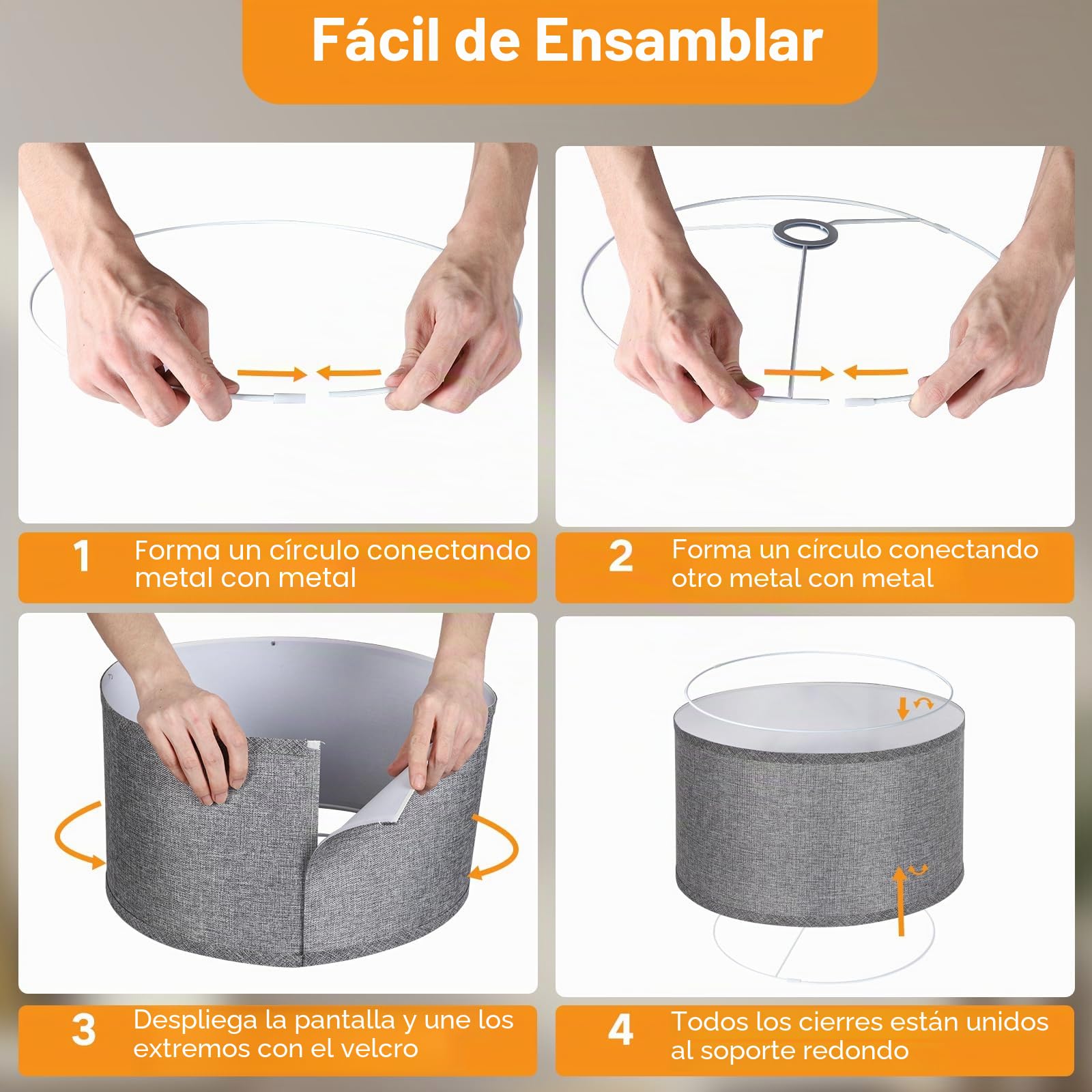 OUTON Pantallas de lámpara de tambor grandes grises para lámparas de pie, 16 pulgadas superior x 16 pulgadas inferior x 9 pulgadas de alto, fácil de montar, lámparas de pie y antorchas, pantallas de