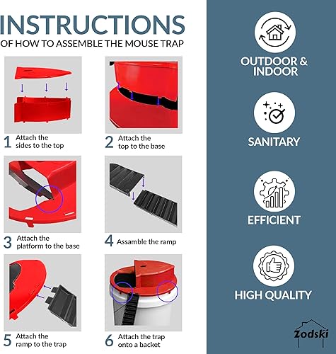 Miniatura 3 de Paquete de 2 tapas de trampa para ratones, tapa de trampa para ratas, compatible con cubeta de 5 galones, trampas para ratas, trampas para ratones