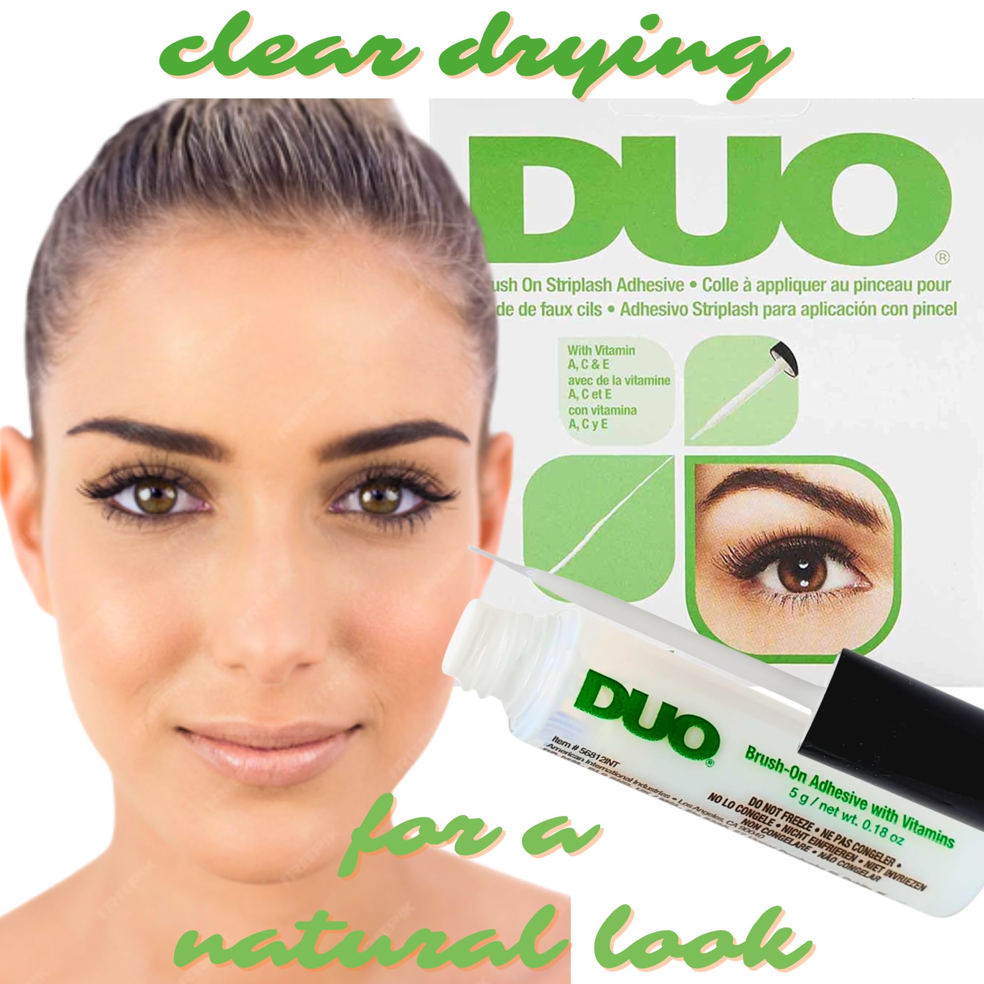 Colla DUO resistente all'acqua per ciglia e sopracciglia, inodore, vegana (1 Duo green)