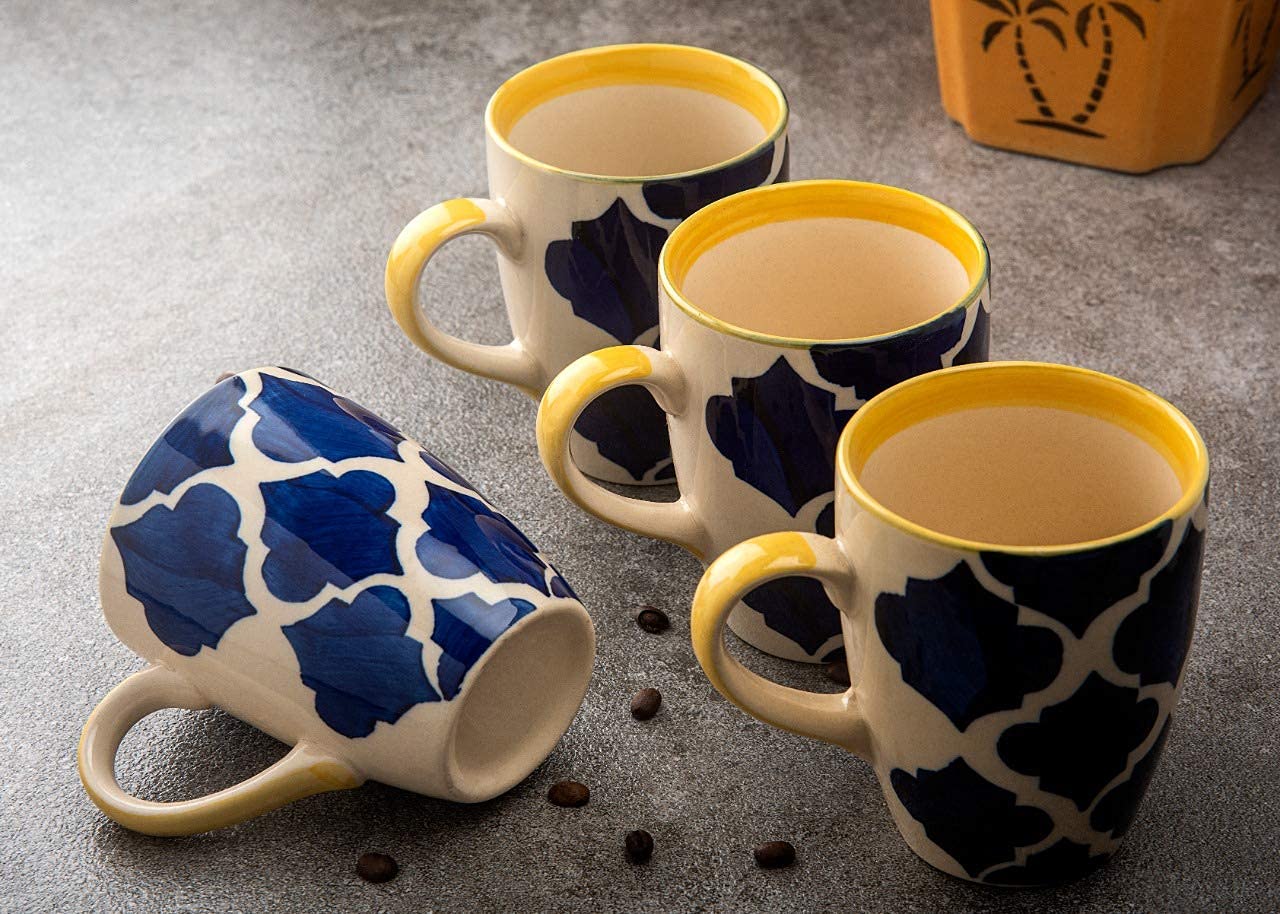 HS HINDUSTANI SAUDAGAR Ceramic Hand Painted Microwave Safe Large Coffee Mugs, Set of 4 (B078K42T75) Amazon Price History, Amazon Price Tracker