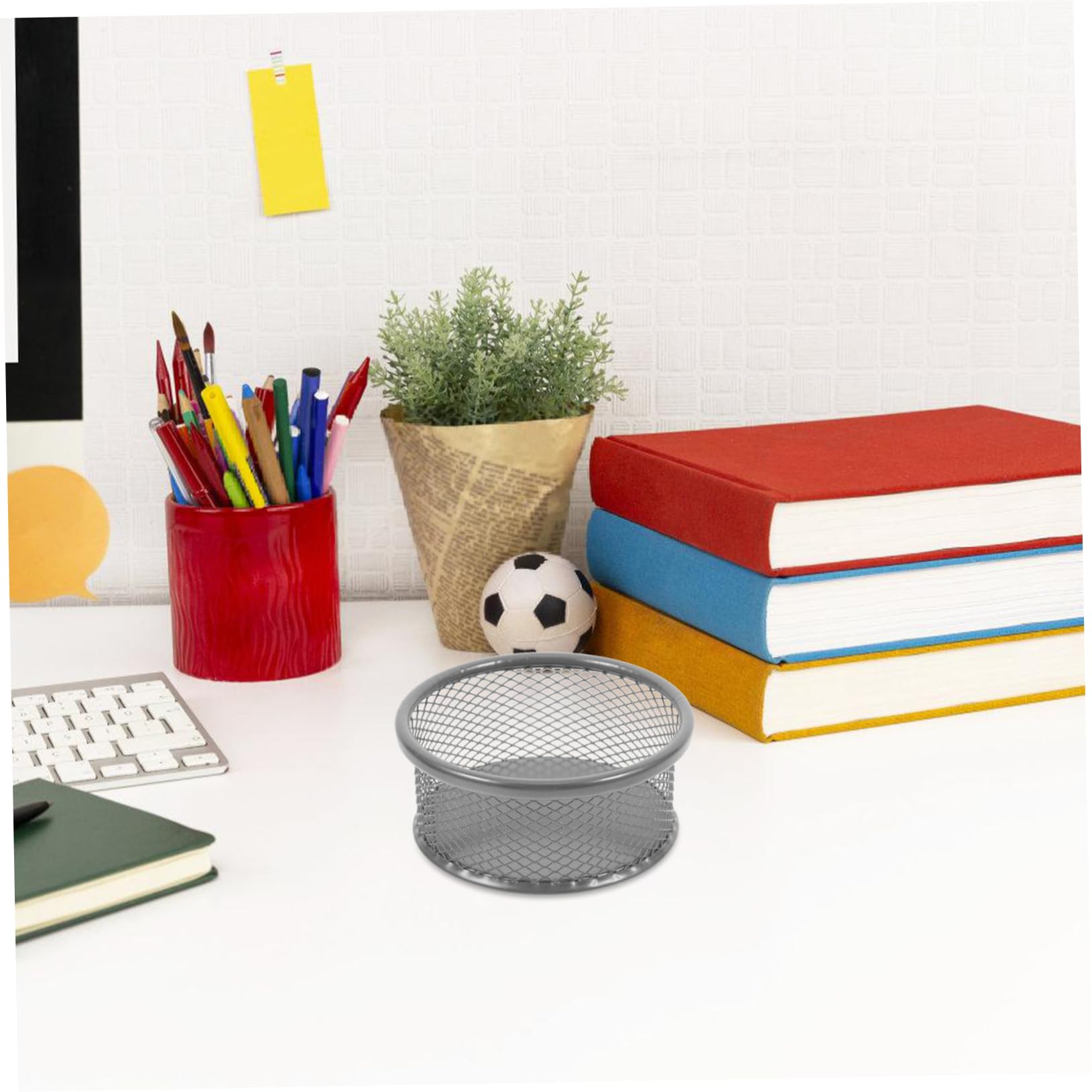 KICHOUSE Metal Paperclip Holder Storage Box Pencil Shaped Container for Desk School Supplies