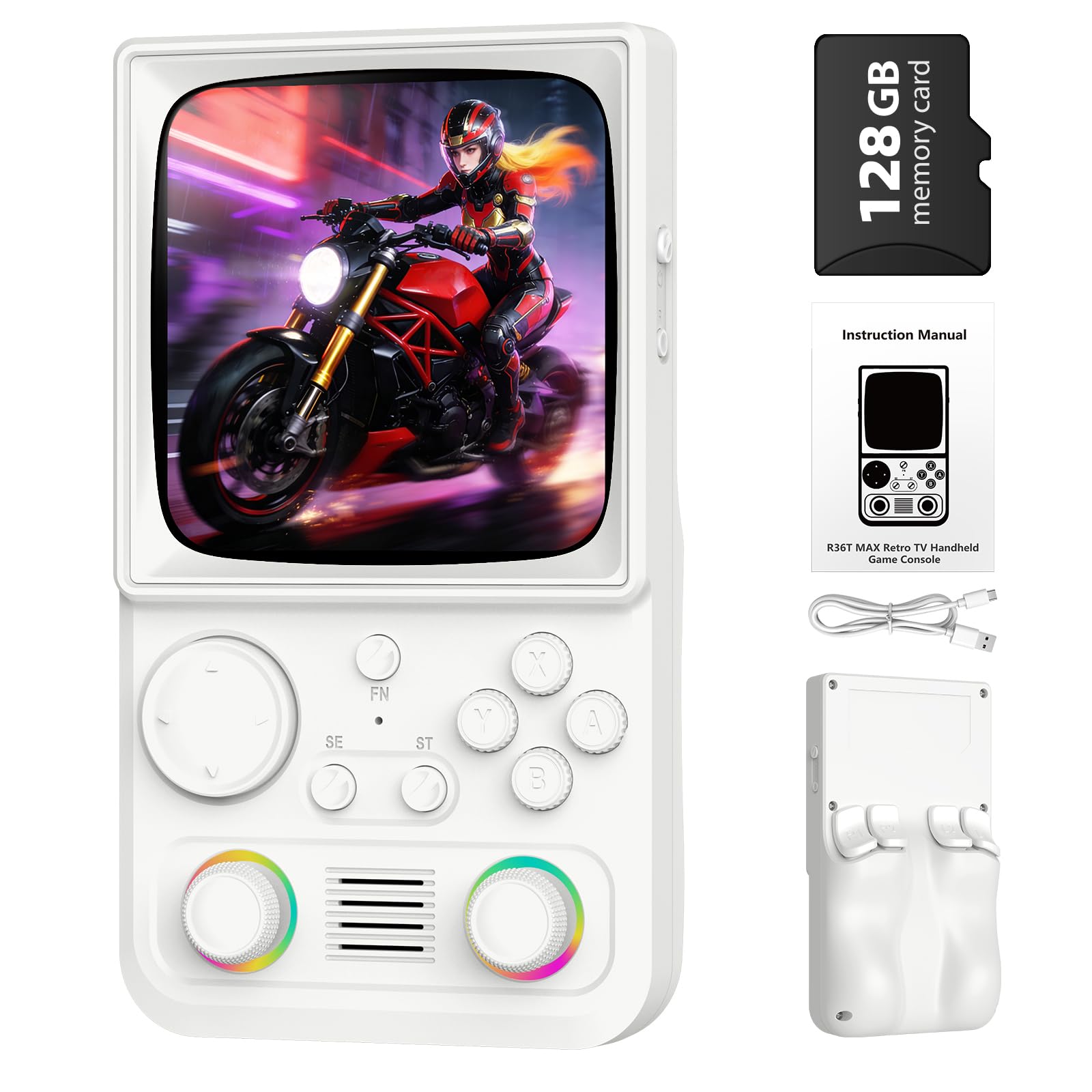 Mano retro mejorada con 4000 mAh, IPS de 4.0 pulgadas, lucha WiFi, OTG, funda portátil, grano de madera marrón