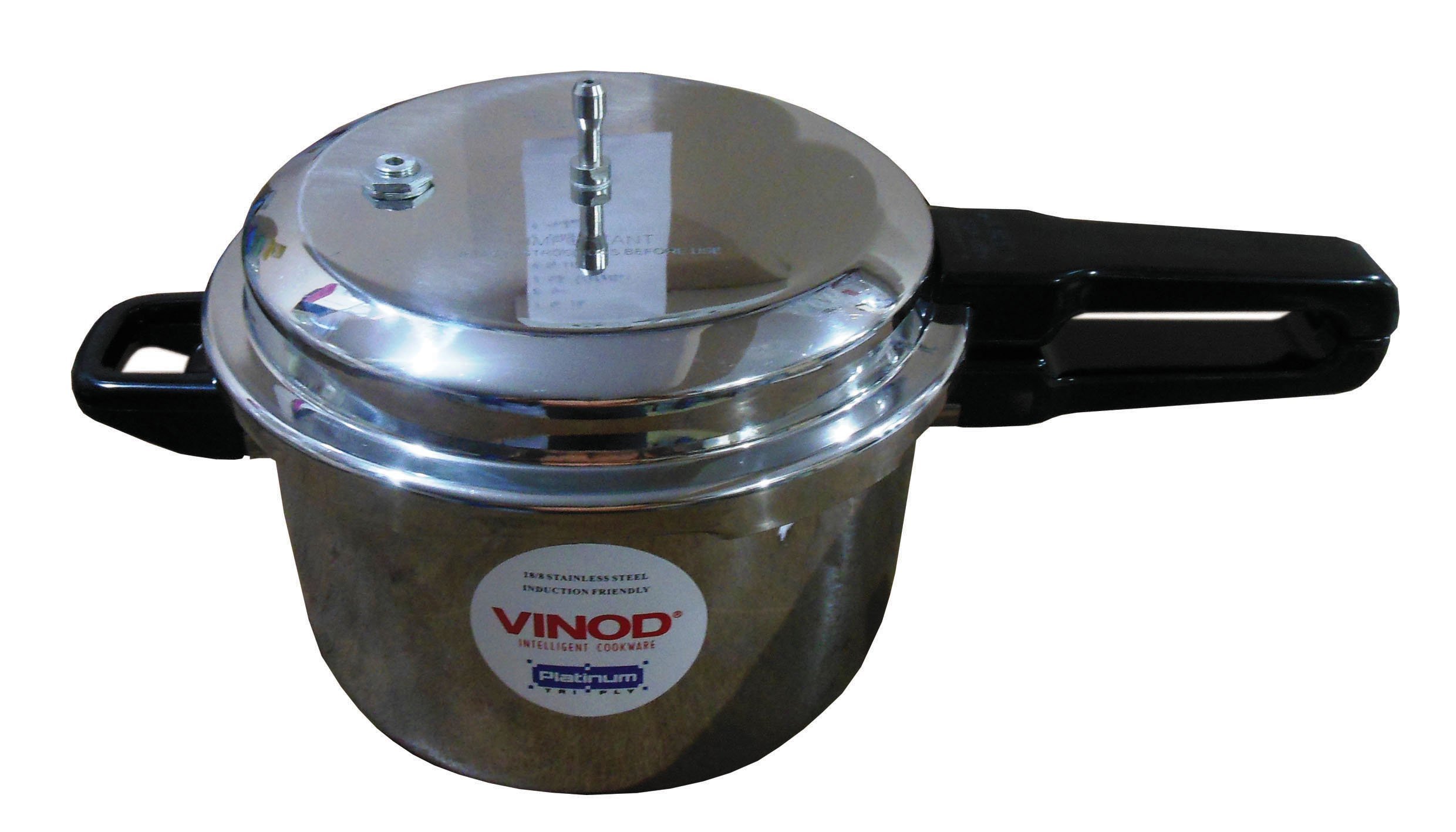 Vinod Platinum Triply Stainless Steel Pressure Cooker Outer Lid - 3 Litre | SAS Bottom Cooker | Induction and Gas Base Cooker | ISI and CE certified, Silver
