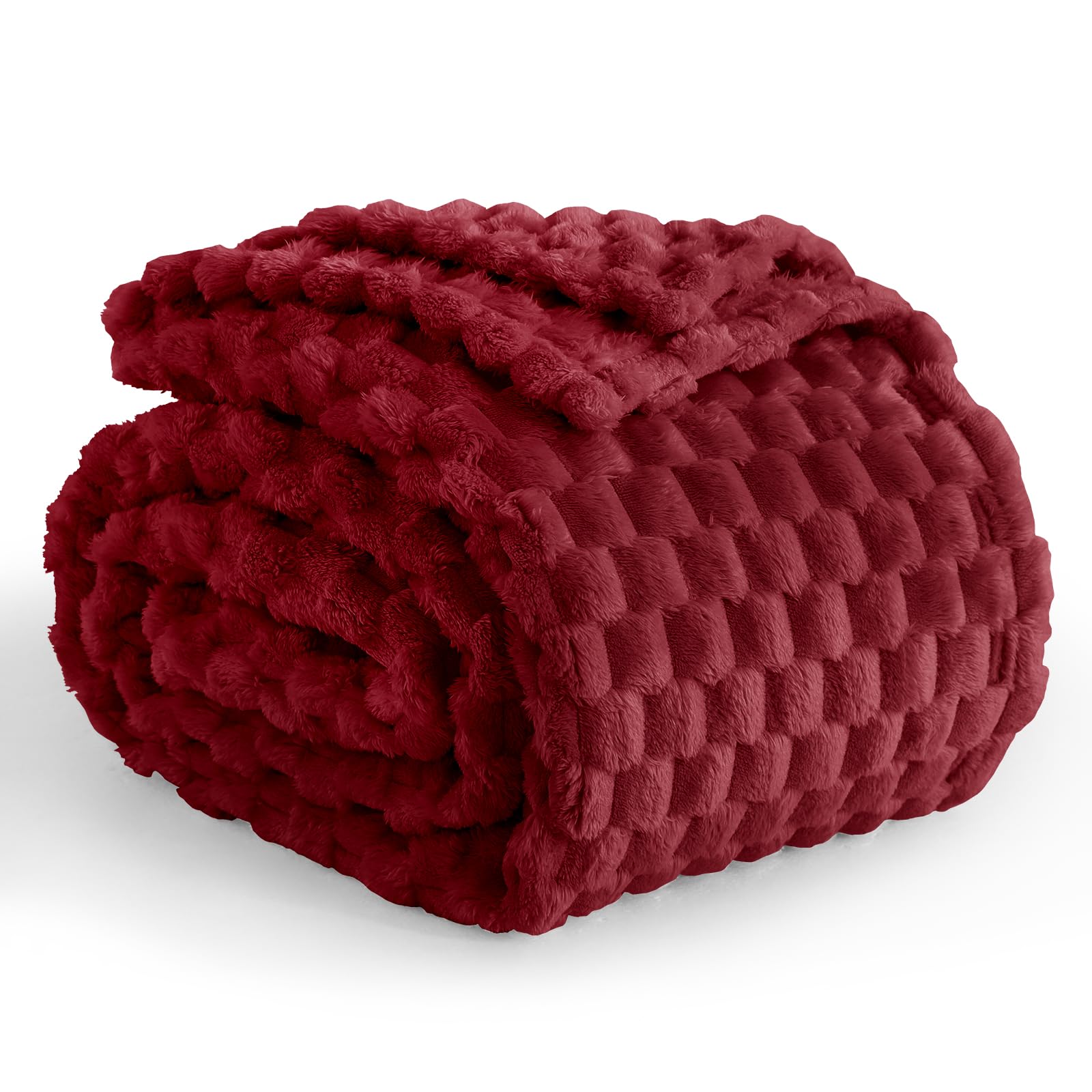 Aisbo Red Throws Blankets for Sofa - Single Fleece Fluffy Bed Throws for Sofas, Soft Warm Fuzzy Blanket for Couch, 130x150 cm