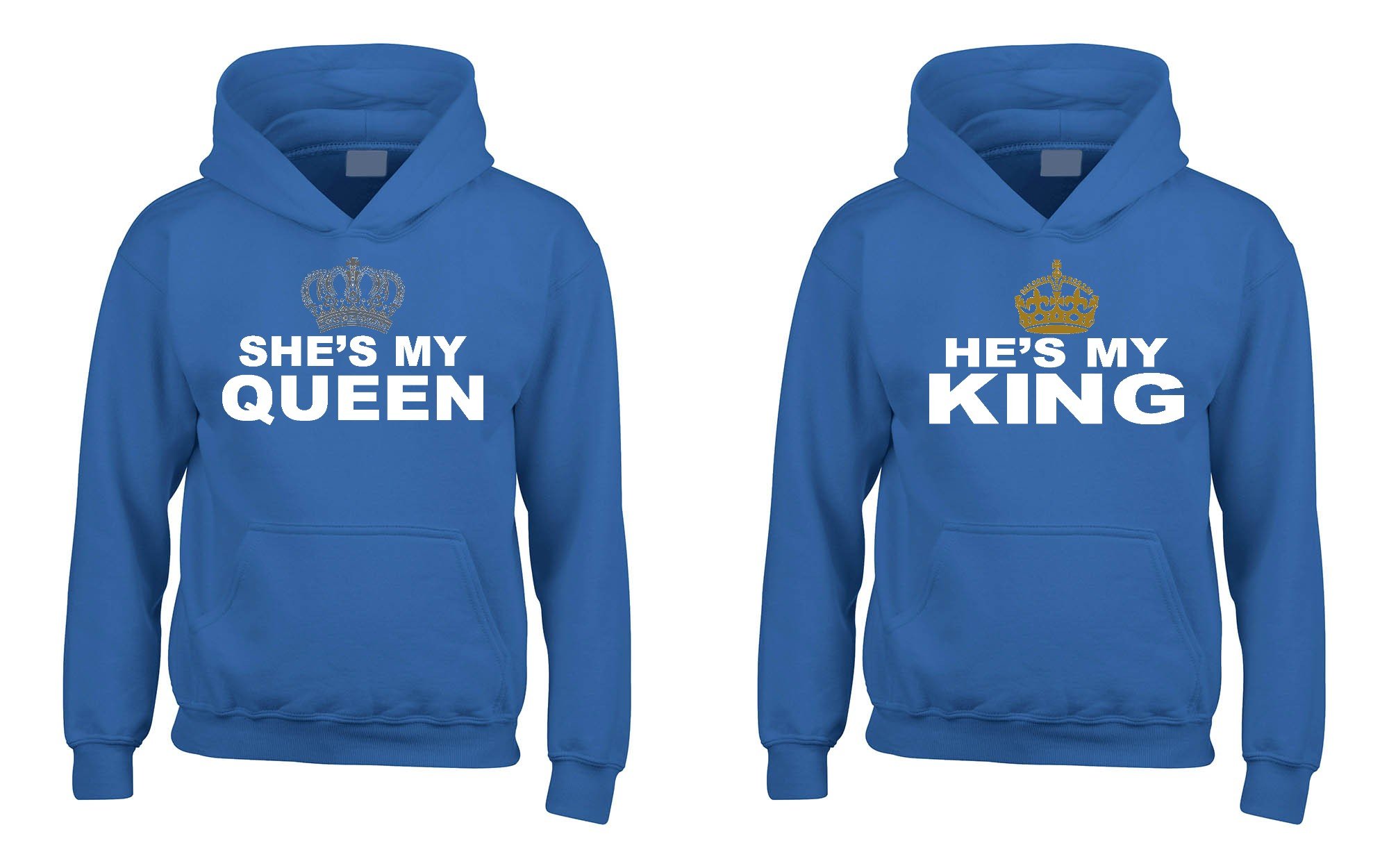 Sweat couple King Queen bleu royal fini les pannes d'idées de tenues duo - 5
