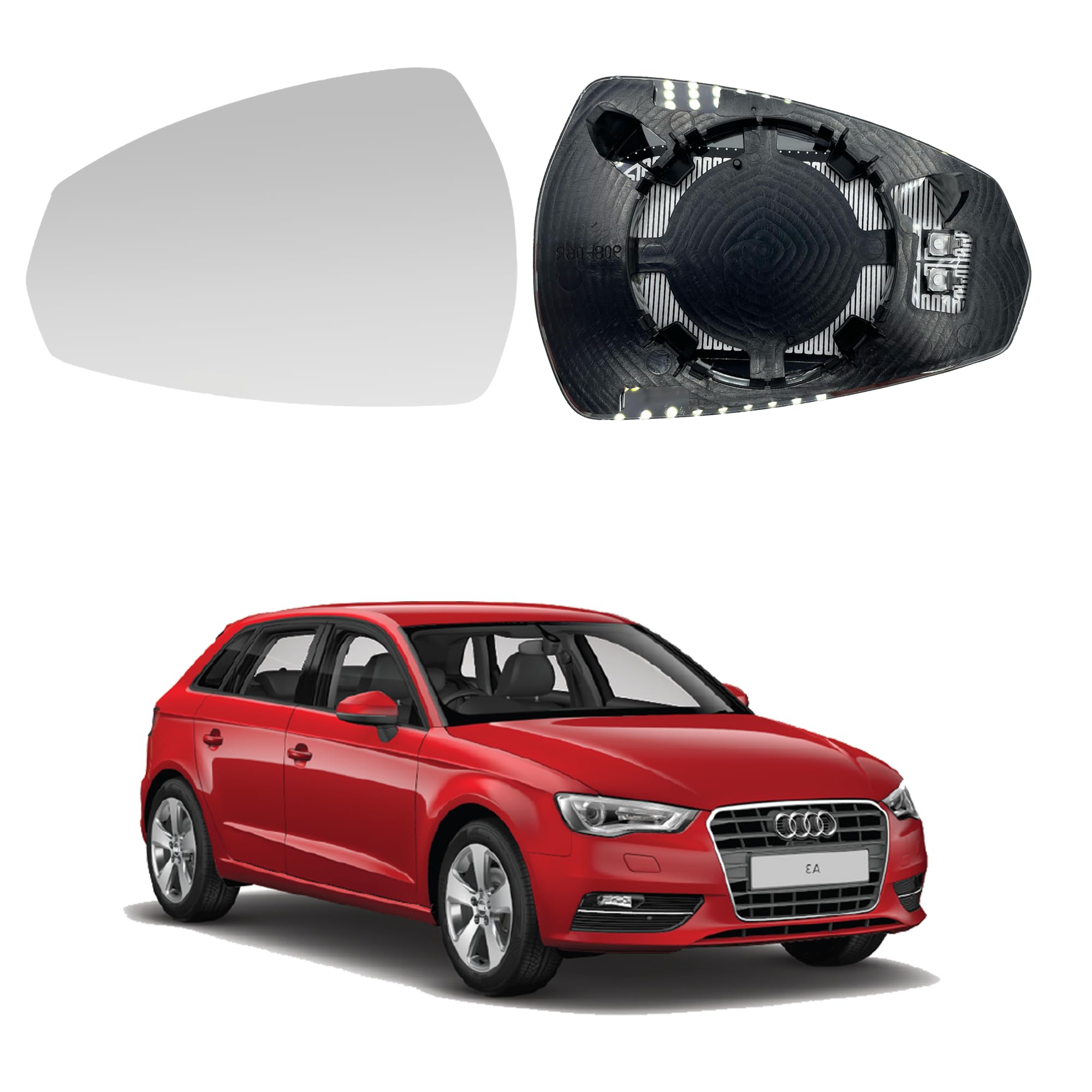 Vetro Specchietto Retrovisore Per Audi A3 (8V) 2012-2020, Termico (Sinistro)