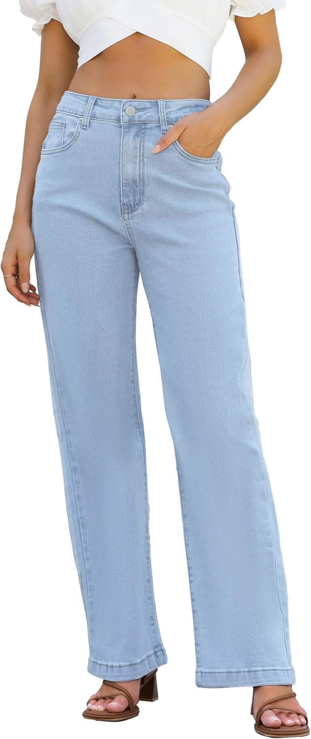 Womens Jeans High Waisted Straight Leg Loose Stretchy Lightweight Tummy Control Trendy Jeans for Women 2025