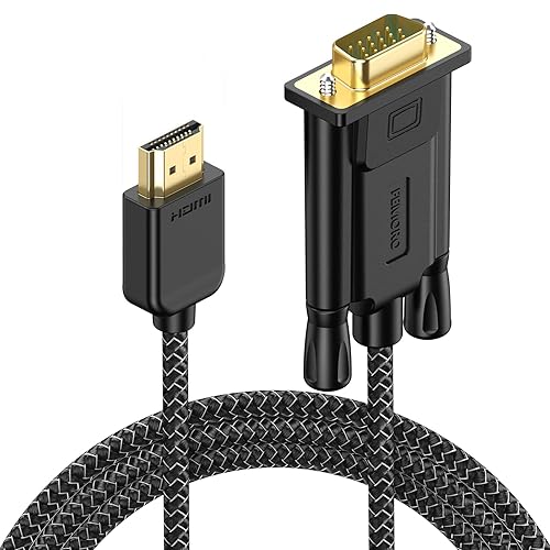Cable HDMI a VGA de 6 pies macho a macho, cable trenzado de nailon 1080P a 60Hz para monitor, computadora, computadora de escritorio, laptop, PC,