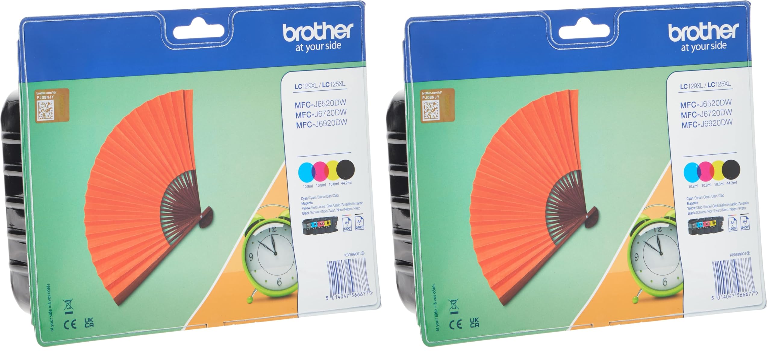 Brother LC129XL/LC125XL -Tintenpatronen, Super, Original Verbrauchsmaterial, Cyan/Magenta/Gelb/Schwarz, Multi-Pack (Packung mit 2)