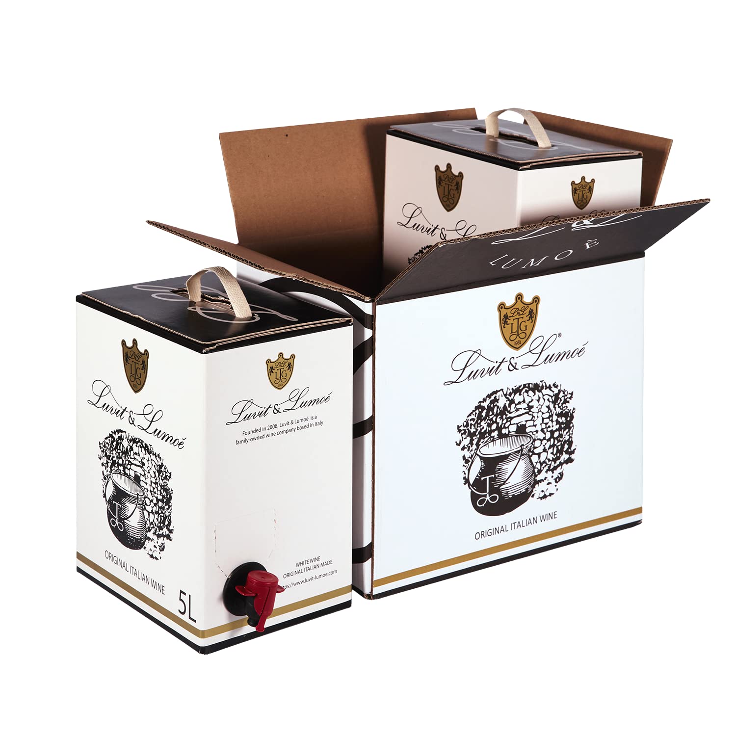 Luvit & Lumoè | Pinot Grigio DOC Friuli Venezia Giulia | Italienischer Weißwein | Bag in Box | 2 X 5 Liter = 13 Flaschen