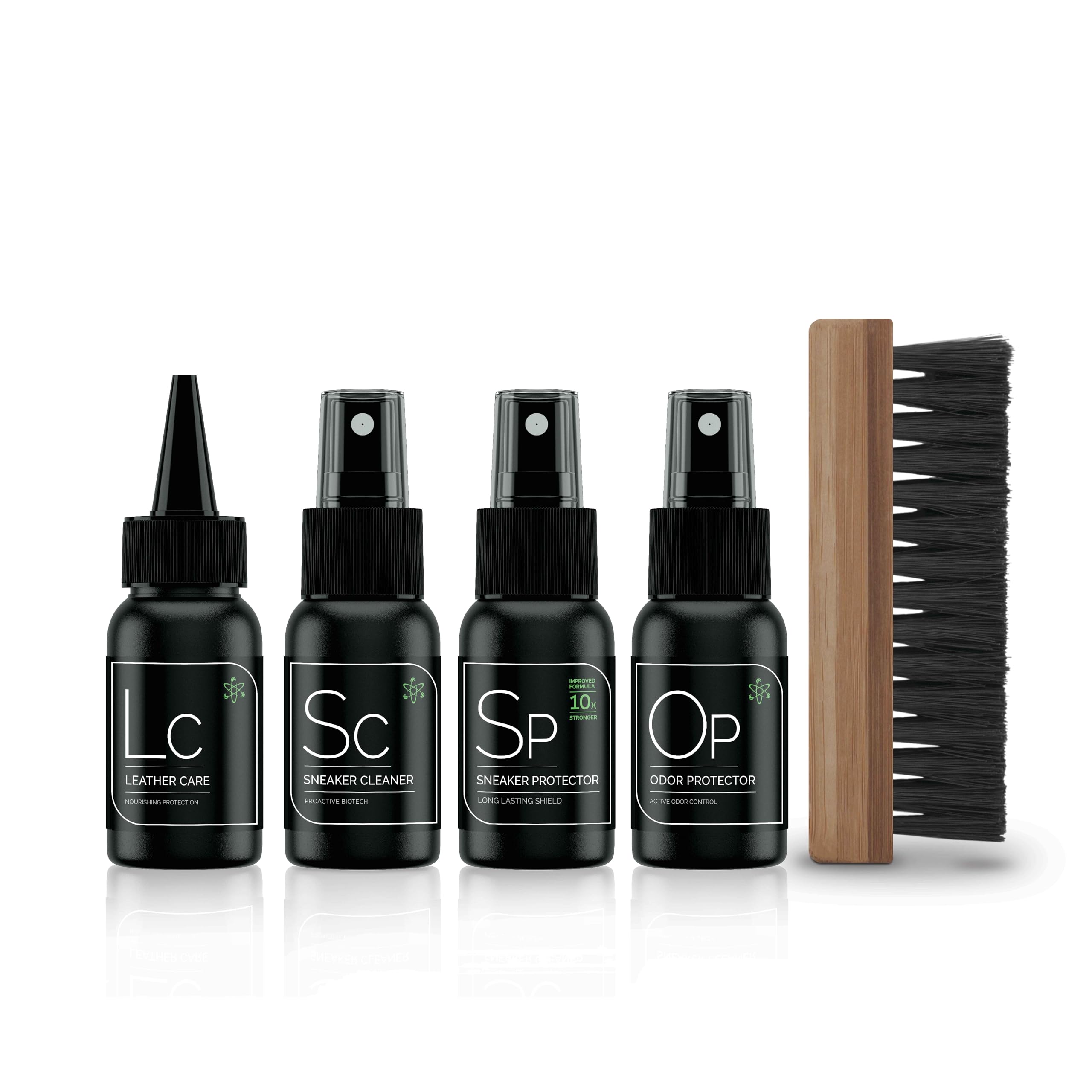 SNEAKER LAB Deluxe Shoe Care Cleaning Kit | Cleaner + Protector + Deodorizer + Leather Conditioner + Premium Brush | 1.7 Fl Oz Bottles